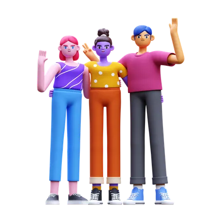 Friends Together  3D Illustration