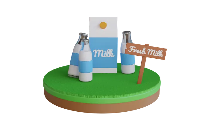 Frische Milch  3D Illustration