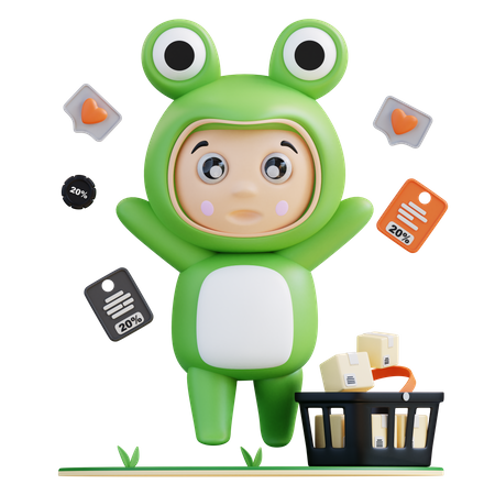 Frogie ganhando cupom de desconto  3D Illustration