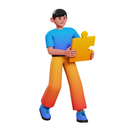 Funcionário masculino com solução de negócios  3D Illustration