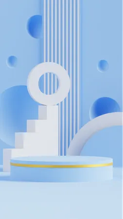 Fundo geométrico do pódio azul  3D Icon