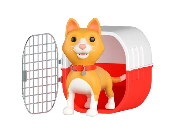 Gaiola para gato laranja  3D Icon