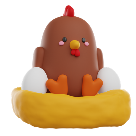 Frango e ovos  3D Icon