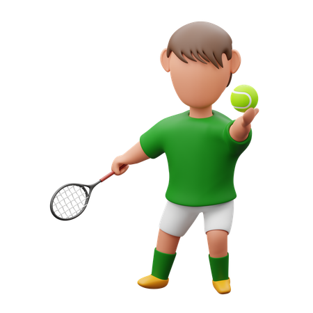 Garçon, tennis, servir  3D Icon