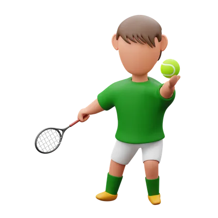 Garçon, tennis, servir  3D Icon