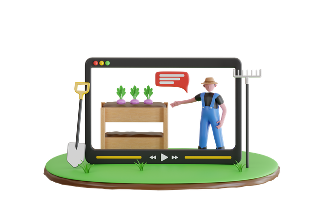 Gardening Online Service  3D Illustration