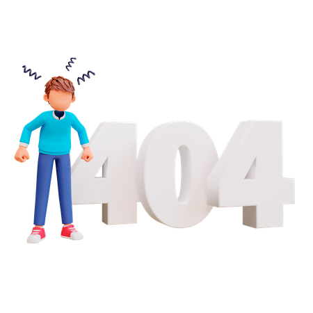 Garoto frustrado com erro 404  3D Illustration