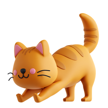 Estiramiento de gato  3D Icon