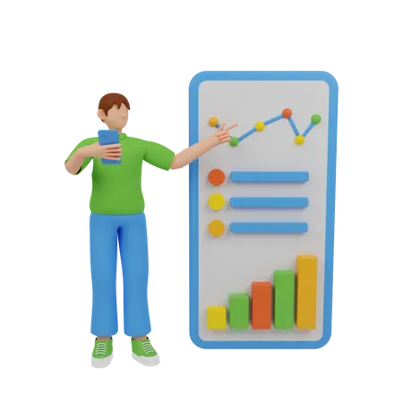 Gerente fazendo análise de negócios  3D Illustration