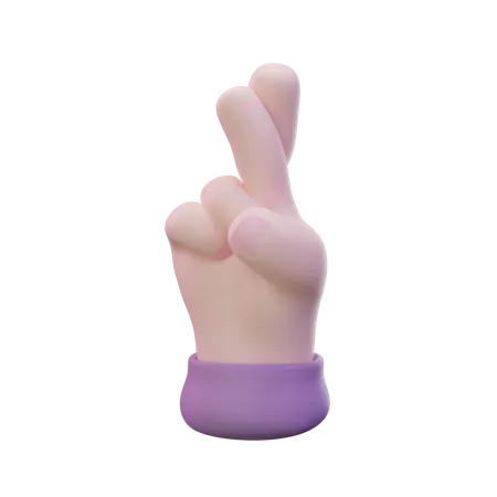 Gesto de la mano con el dedo cruzado  3D Icon