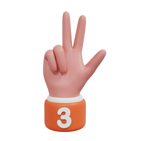 Gesture Numbers 3  3D Icon