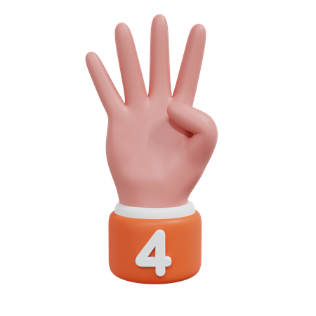 Gesture Numbers 4  3D Icon