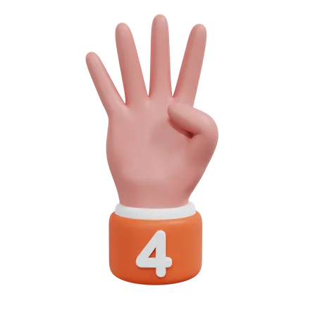 Gesture Numbers 4  3D Icon