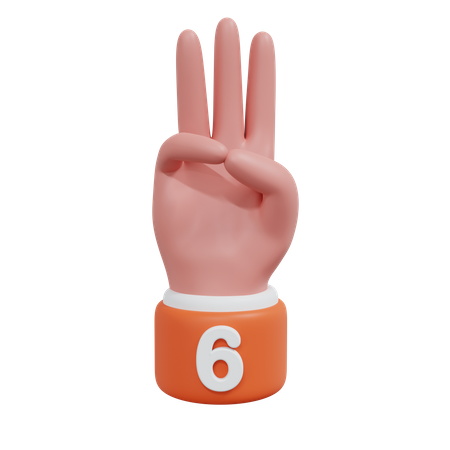 Gesture Numbers 6  3D Icon