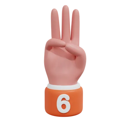 Gesture Numbers 6  3D Icon