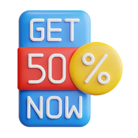 Get 50 Percent  3D Icon