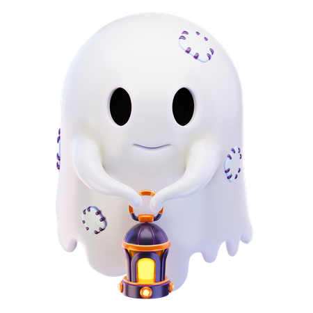 Ghost with lantern  3D Icon