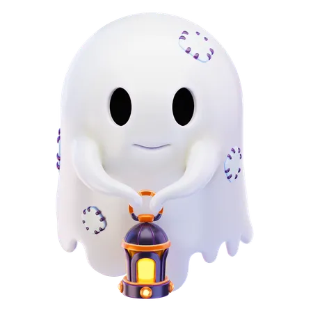 Ghost with lantern  3D Icon