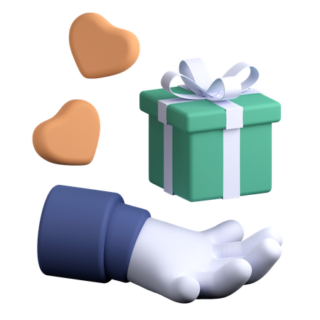 Gift Box In Hand  3D Illustration