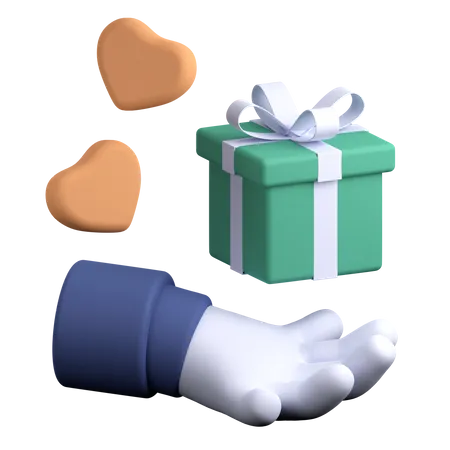 Gift Box In Hand  3D Illustration