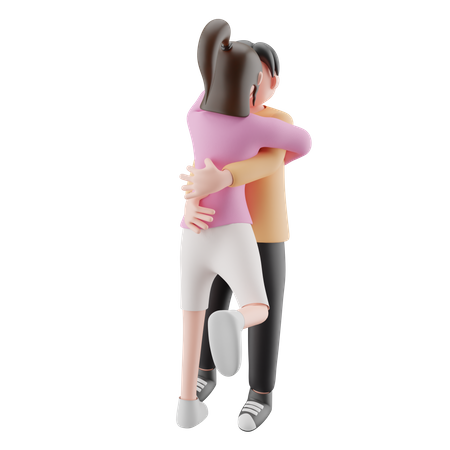 Girl And Man Doing Kiss  3D Illustration