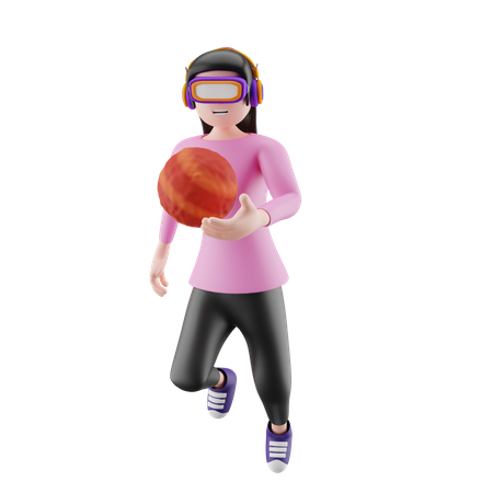 Girl enjoying vr technology  3D Illustration