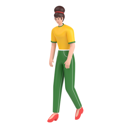 Girl Feel Frustrated Walking  3D Illustration