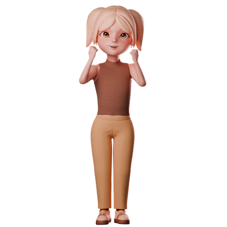 Girl Feeling Happy  3D Illustration