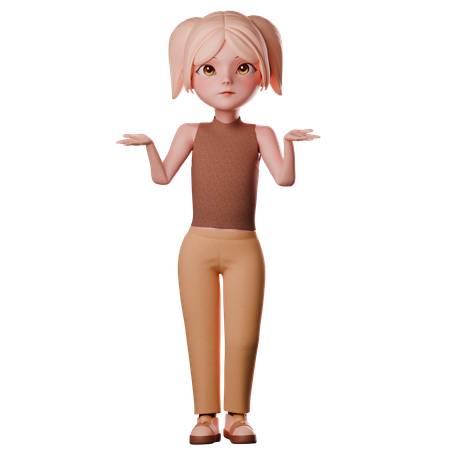 Girl Feels Confused  3D Illustration