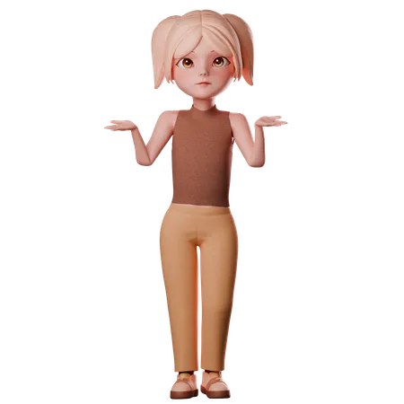 Girl Feels Confused  3D Illustration