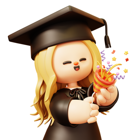 Girl is celebrating Graduation party  3D Icon