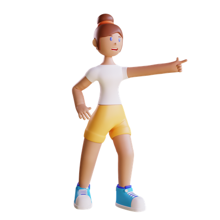 Girl Pointing at something  3D Illustration