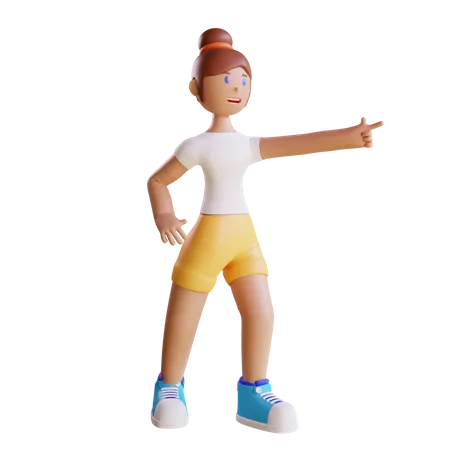 Girl Pointing at something  3D Illustration