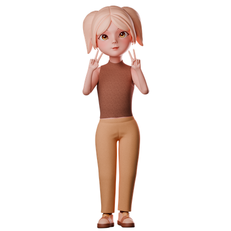 Girl Saying Hello  3D Illustration