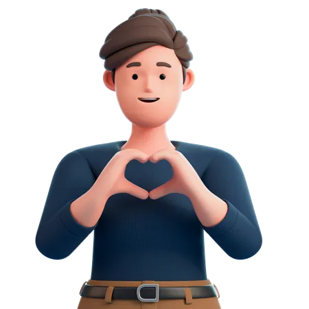 Girl Showing Heart Sign  3D Illustration