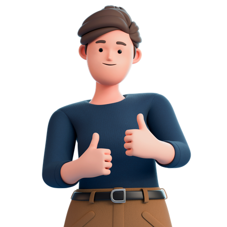 Girl Shows Thumb Up  3D Illustration