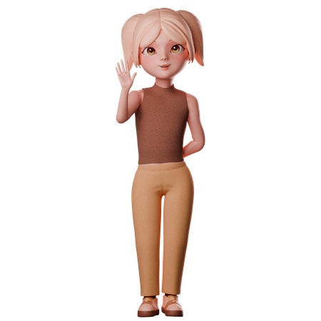 Girl With Stop Hand  3D Illustration