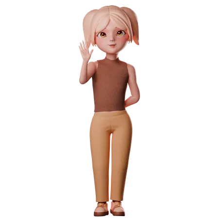 Girl With Stop Hand  3D Illustration