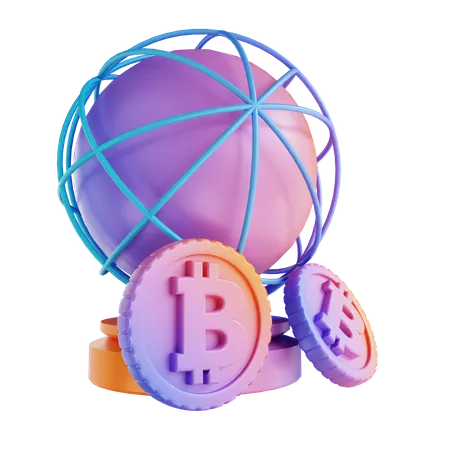 Bitcoin mondial  3D Illustration