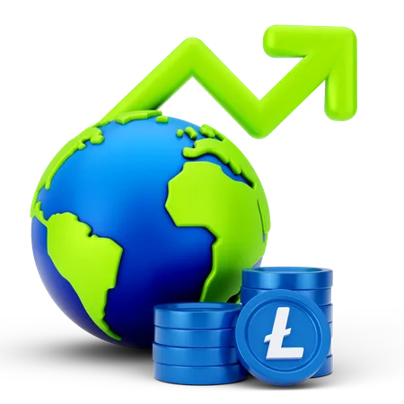 Global Linecoin Growth  3D Icon