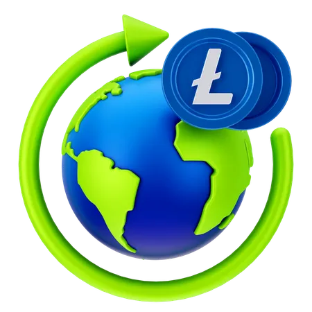 Global Litecoin Growth  3D Icon