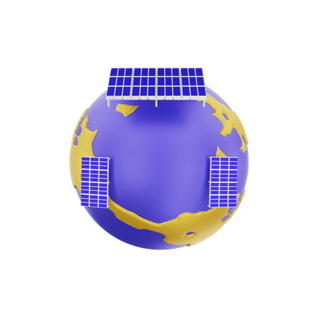 Global Solar Panel Energy  3D Illustration