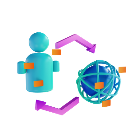 Global users flow  3D Illustration