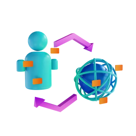 Global users flow  3D Illustration