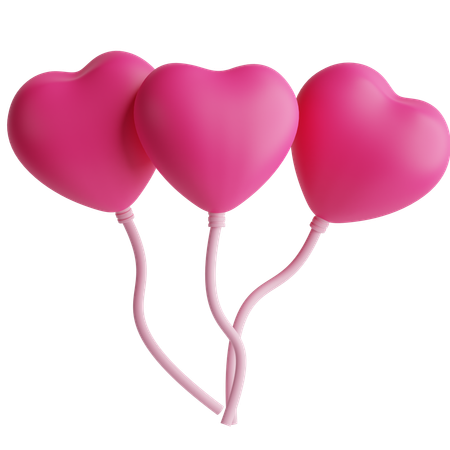 Globos en forma de corazon  3D Icon