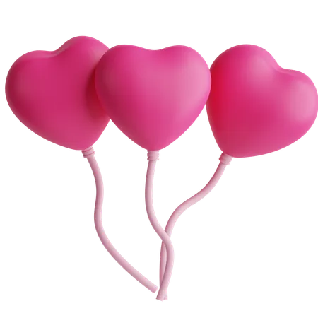 Globos en forma de corazon  3D Icon