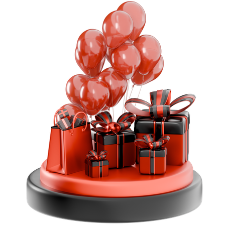 Globos y regalos del viernes negro  3D Icon