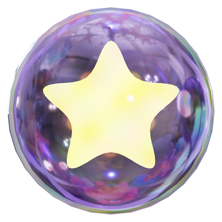 Glowing Star In Bubble  3D Icon