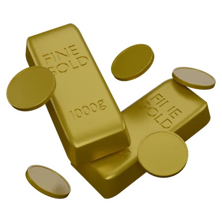 Gold Biscuits And Coins  3D Icon