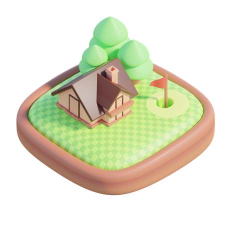 Golf-Clubhaus  3D Icon